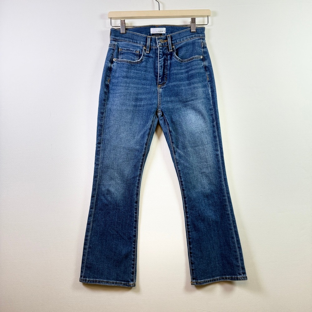 LOFT Blue The Kick Crop Petite Flare‎ Jeans 25/0P